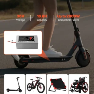 VEVOR 36V Electric Scooter Battery 16Ah Ebike Lithium Battery Pack with 30A BMS